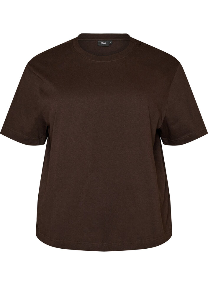 Boxy cotton T-shirt, Brown, Packshot image number 0