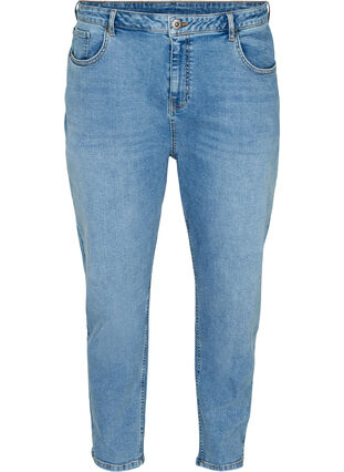 Cropped mom fit jeans with a high waist, Light blue denim, Packshot image number 0