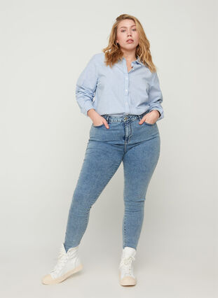 High-waisted Amy jeans with stone wash, Stone Washed, Model image number 0