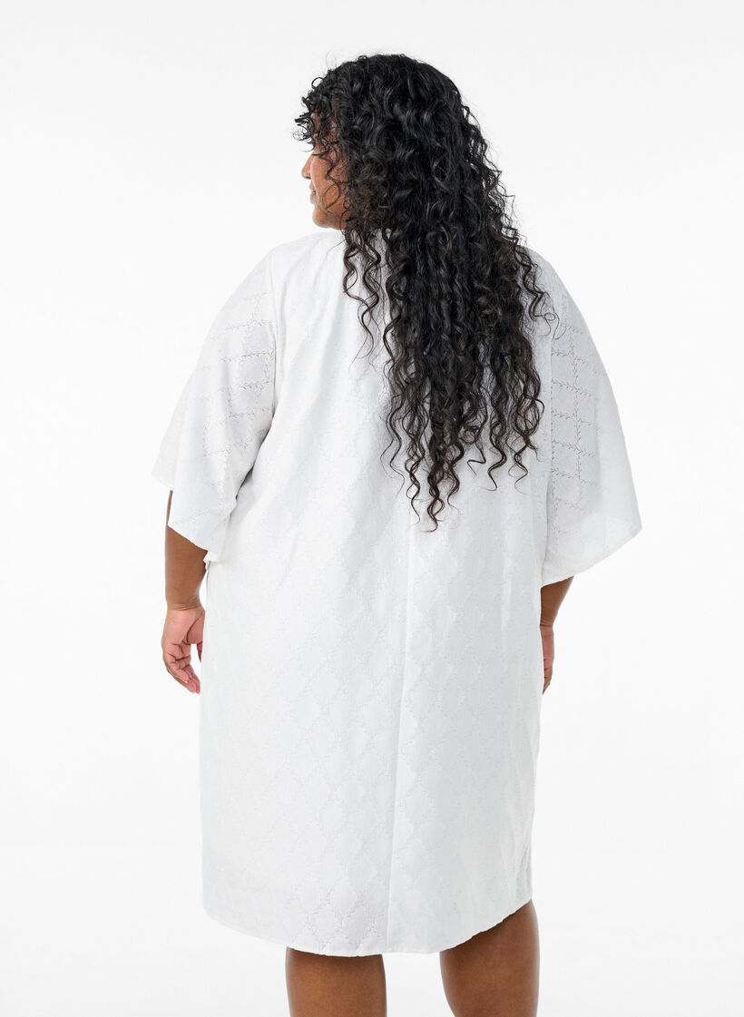 Knee-length party dress with wide sleeves, White, Model image number 2