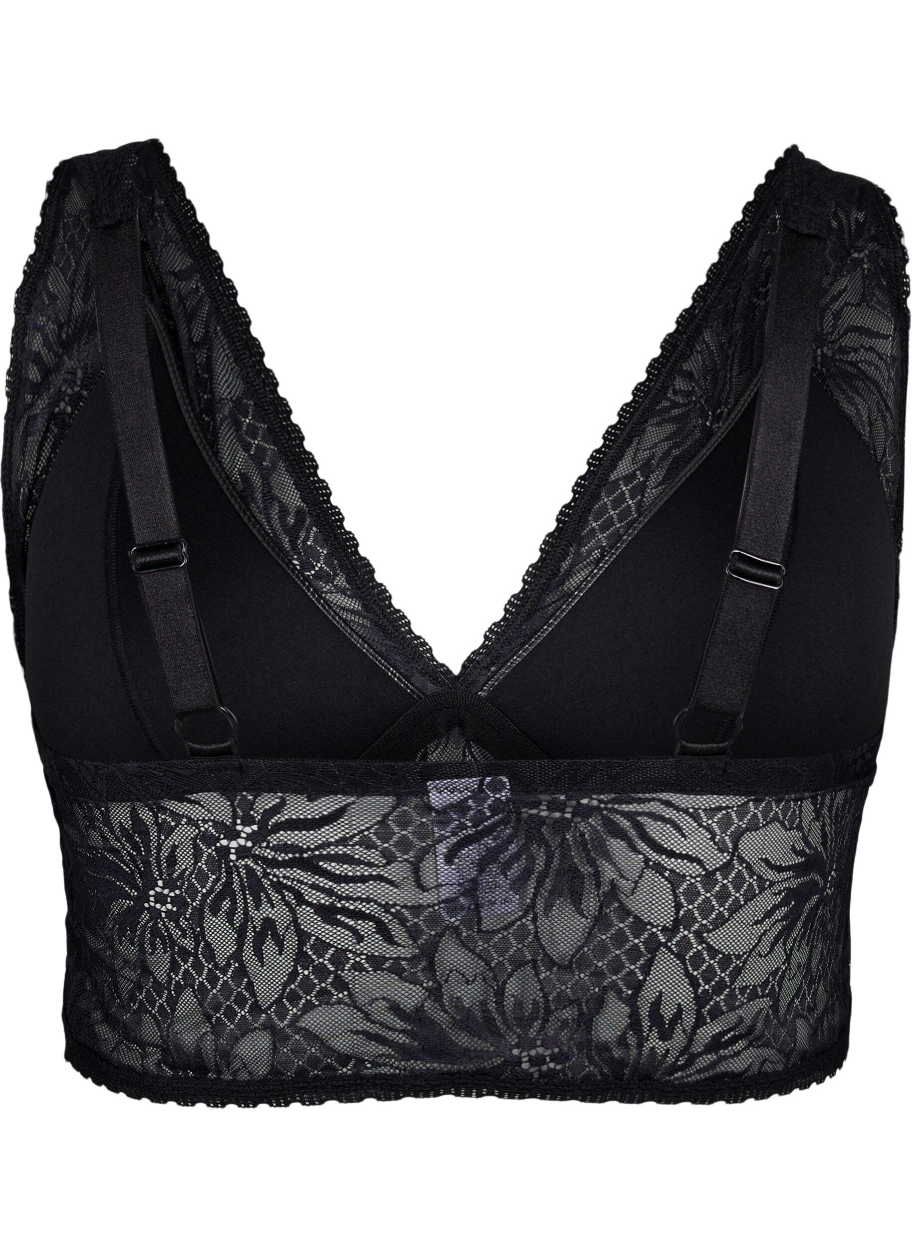 Zizzifashion Lace bralette with soft padding, Black, Packshot image number 1