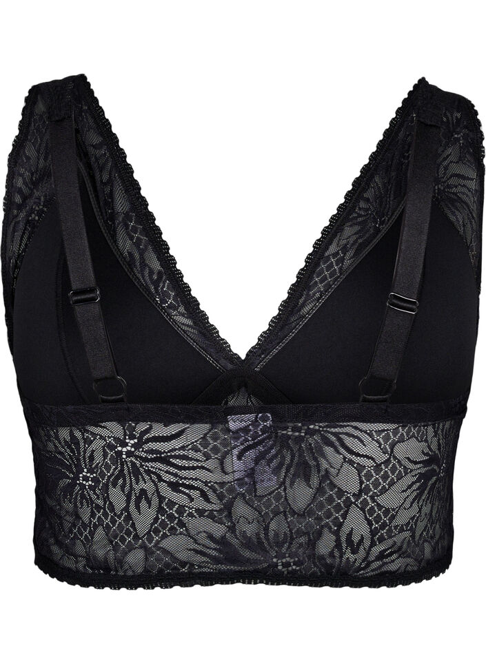 Lace bralette with soft padding, Black, Packshot image number 1