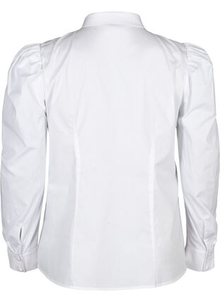 Cotton shirt with puff sleeves, Bright White, Packshot image number 1