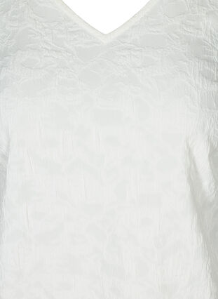 Textured puff sleeve blouse, Snow White, Packshot image number 2