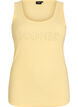 Slim-fit tank top with rhinestones, Yellow, Packshot image number 0