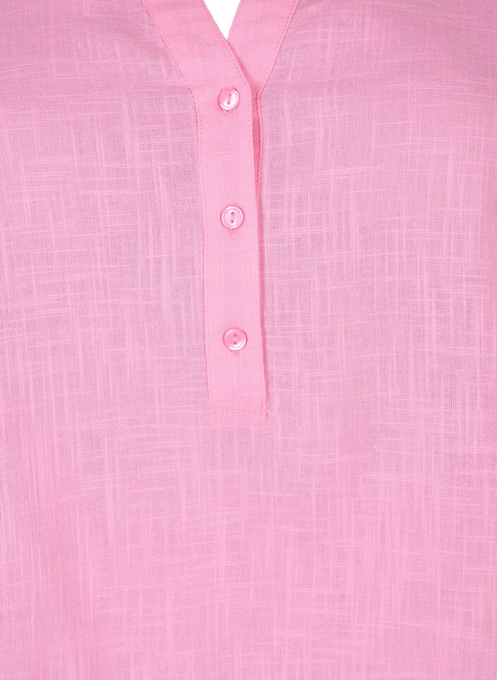 Shirt blouse in cotton with a v-neck, Rosebloom, Packshot image number 2