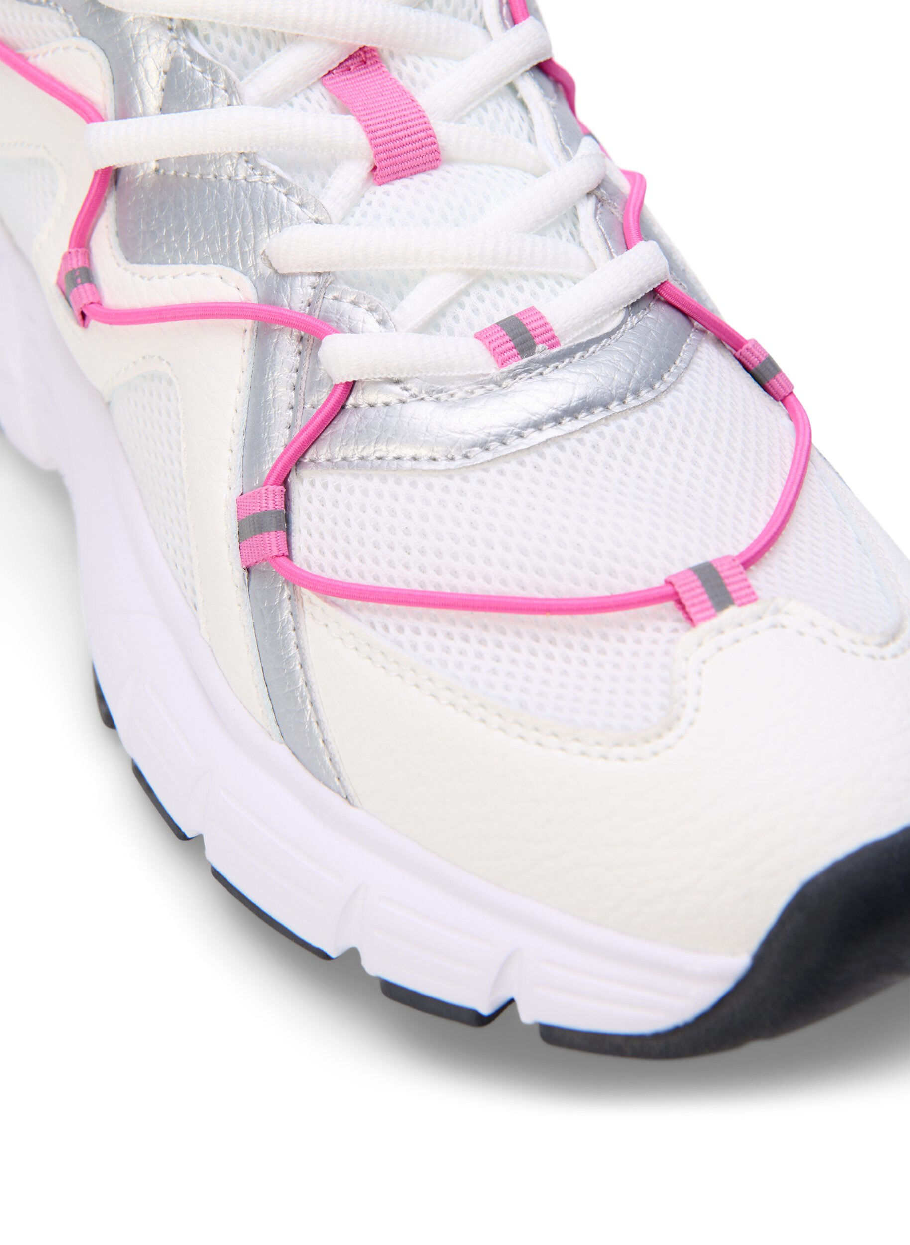 Zizzifashion Wide fit sneakers with contrasting tie detail, White w. Pink, Packshot image number 3