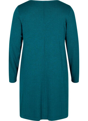 Plain V-neck knitted dress, Reflecting Pond, Packshot image number 1