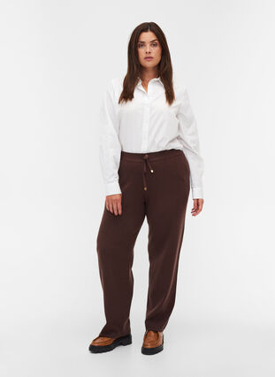 Knitted drawstring trousers, Coffee Bean, Model image number 0
