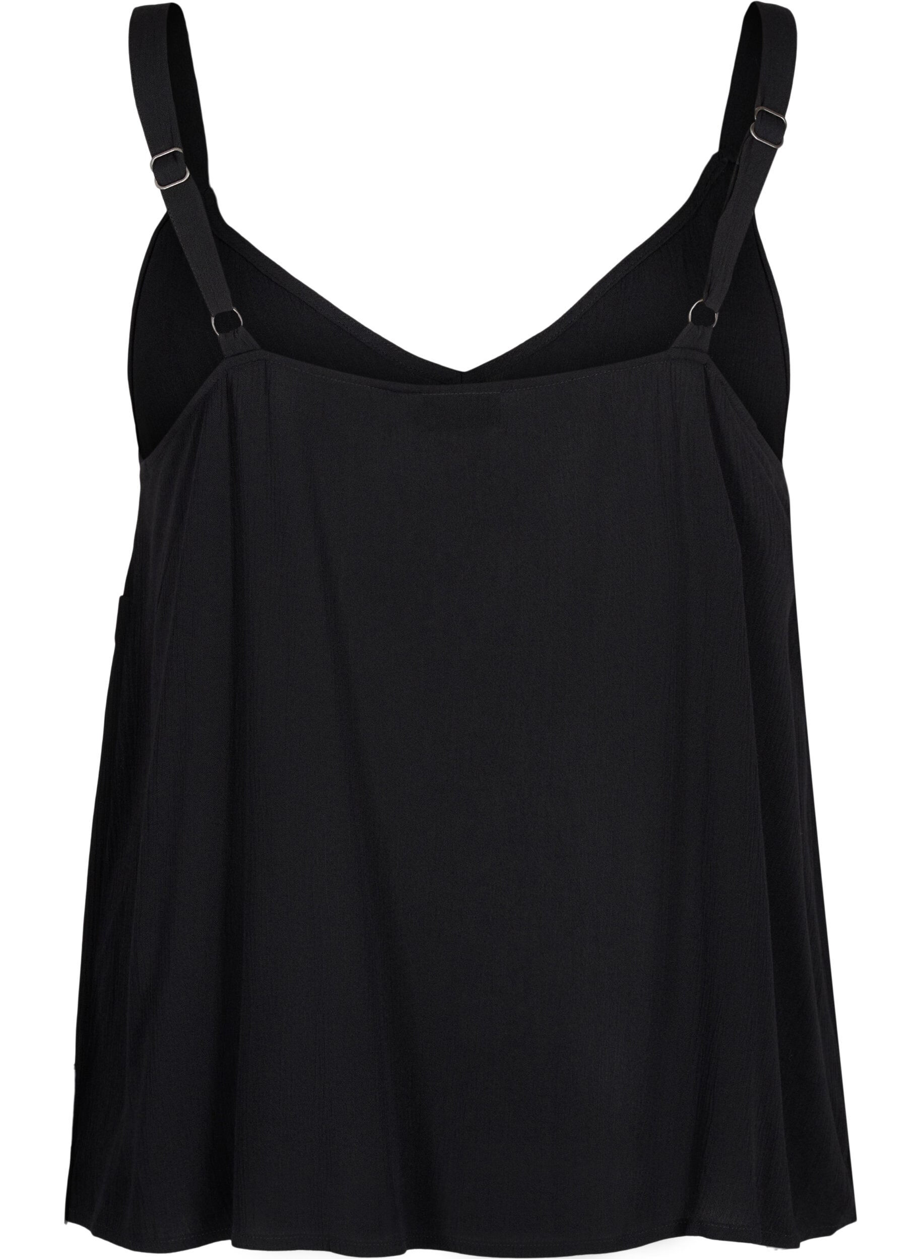 Zizzifashion Viscose top with narrow straps, Black, Packshot image number 1
