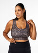 Racerback sports bra with leopard print, Brown, Model image number 0