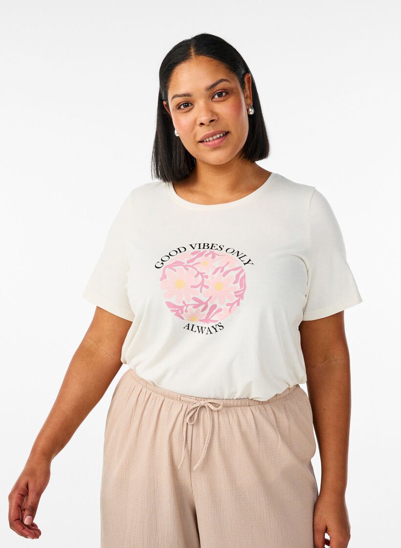T-shirt with motif, Vanilla, Model image number 0