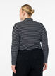 Striped ribbed jersey blouse with a high neck, Black, Model image number 2