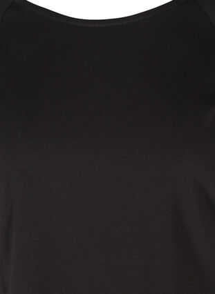 Cotton T-shirt with 2/4 sleeves, Black, Packshot image number 2