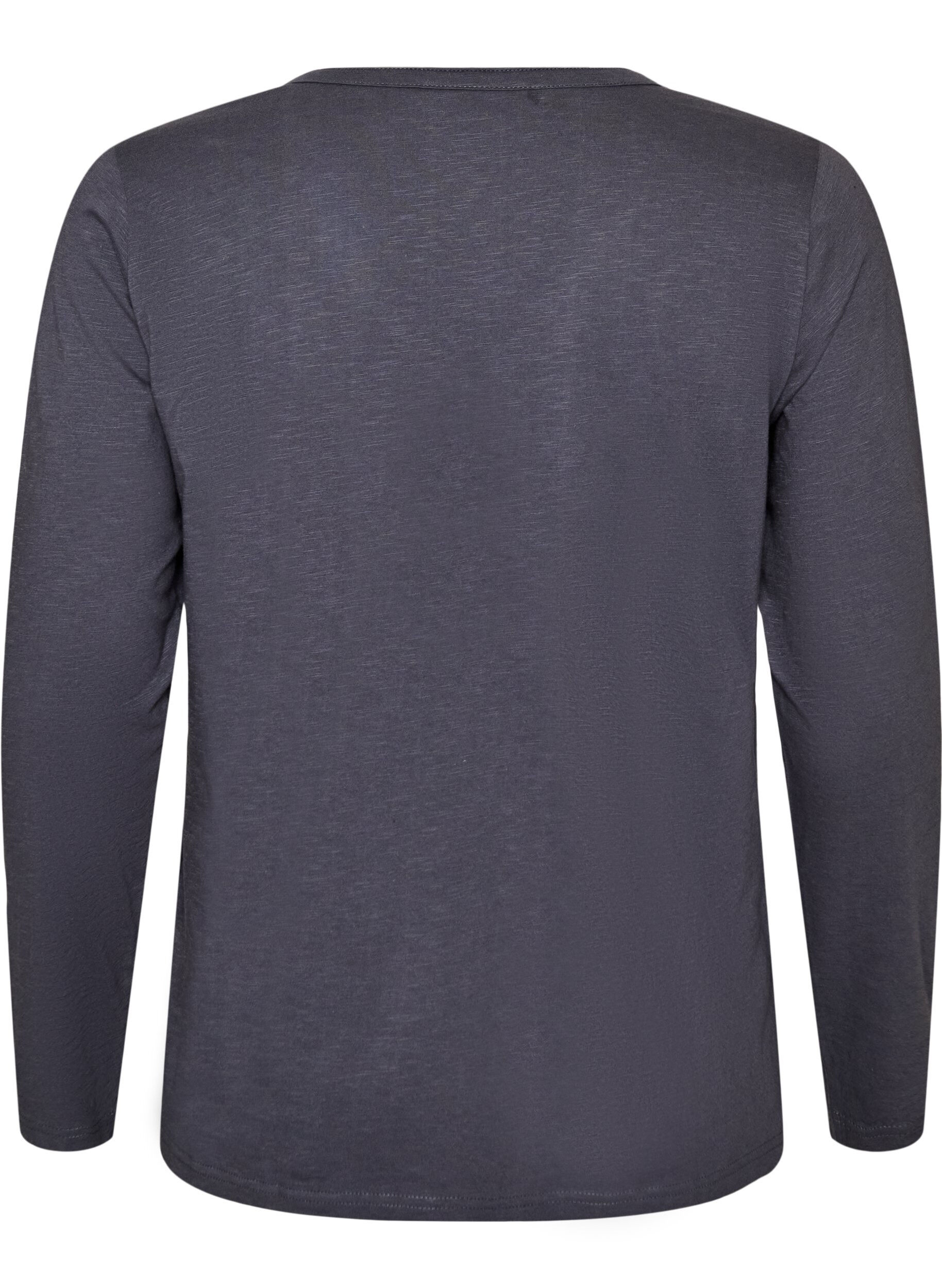 ZizzifashionLong-sleeved t-shirt with V-neck and buttons, Grey, Packshot image number 1