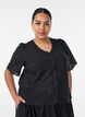 Blouse in broderie anglaise with button fastening, Black, Model image number 0