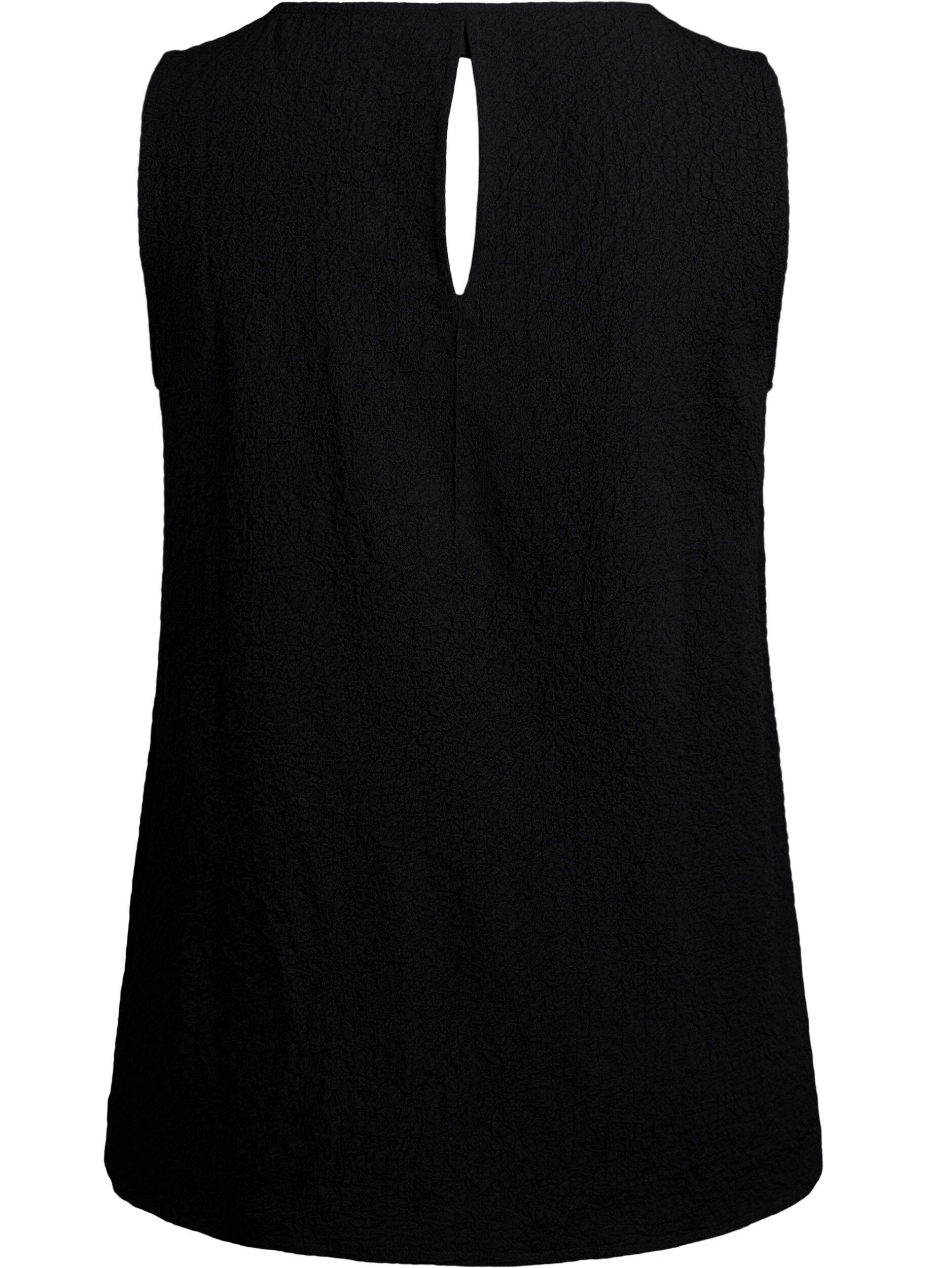 Zizzifashion Sleeveless top with texture, Black, Packshot image number 1