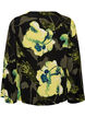 Floral blouse with a boat neck and wide sleeves, Black, Packshot image number 1