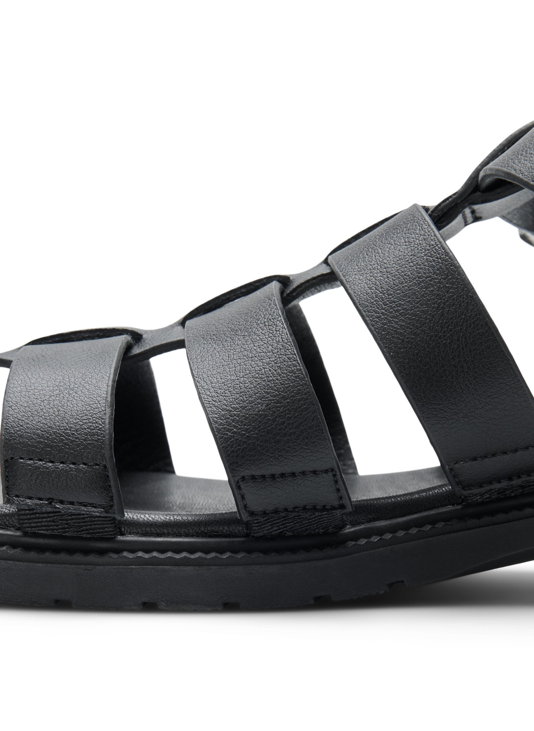 Zizzifashion Wide fit leather sandal, Black, Packshot image number 4