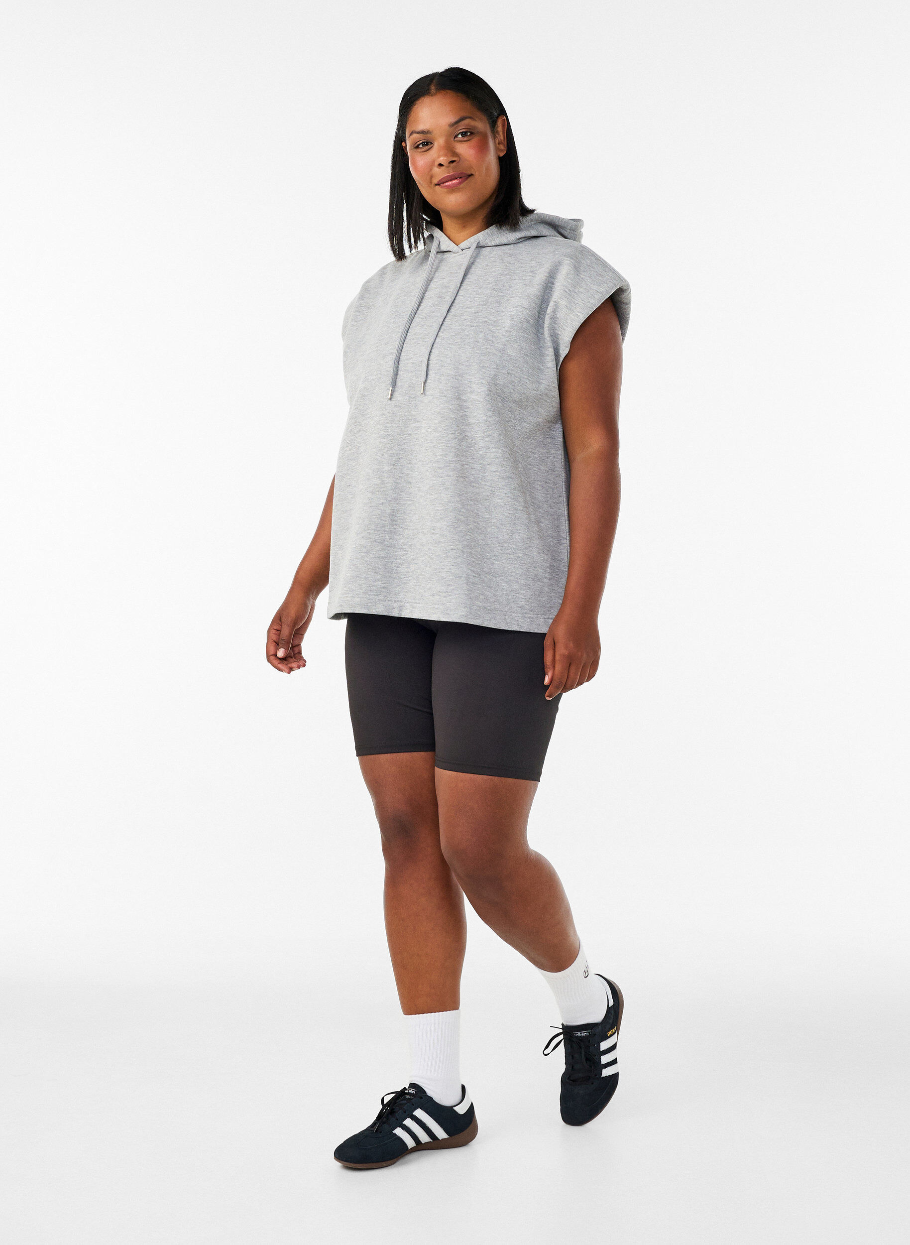 ZizzifashionHooded sweat vest with shoulder padding, Grey, Model image number 1