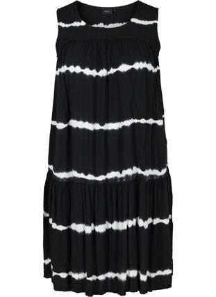 Printed midi dress in viscose, Black Batik, Packshot image number 0