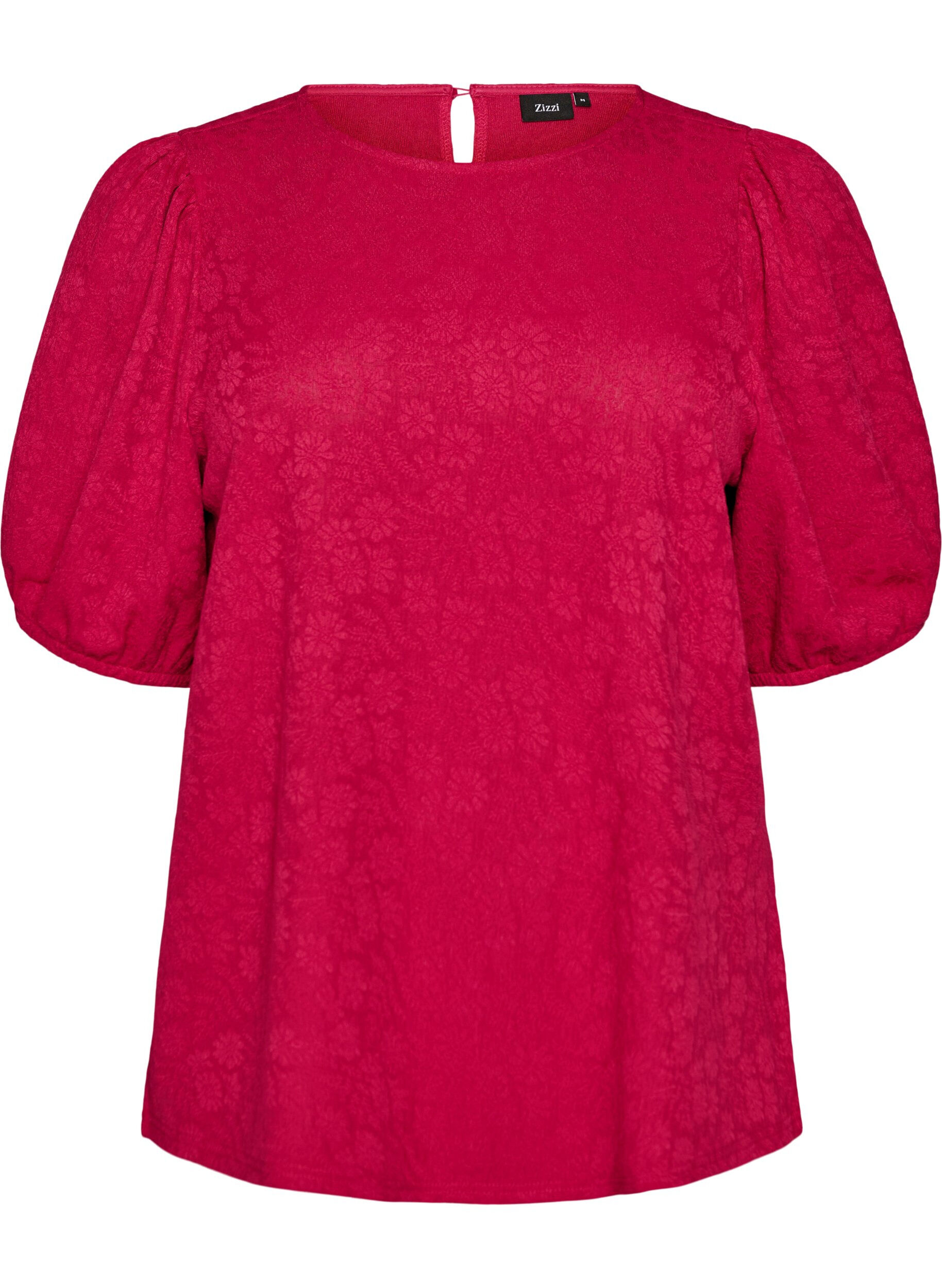 Zizzifashion Blouse with texture and short sleeves, Pink, Packshot image number 0