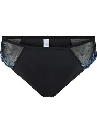 G-string with mesh and colored lace, Black Blue Comb, Packshot image number 0