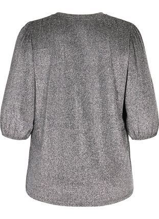Glitter blouse with 3/4-length sleeves, SILVER , Packshot image number 1