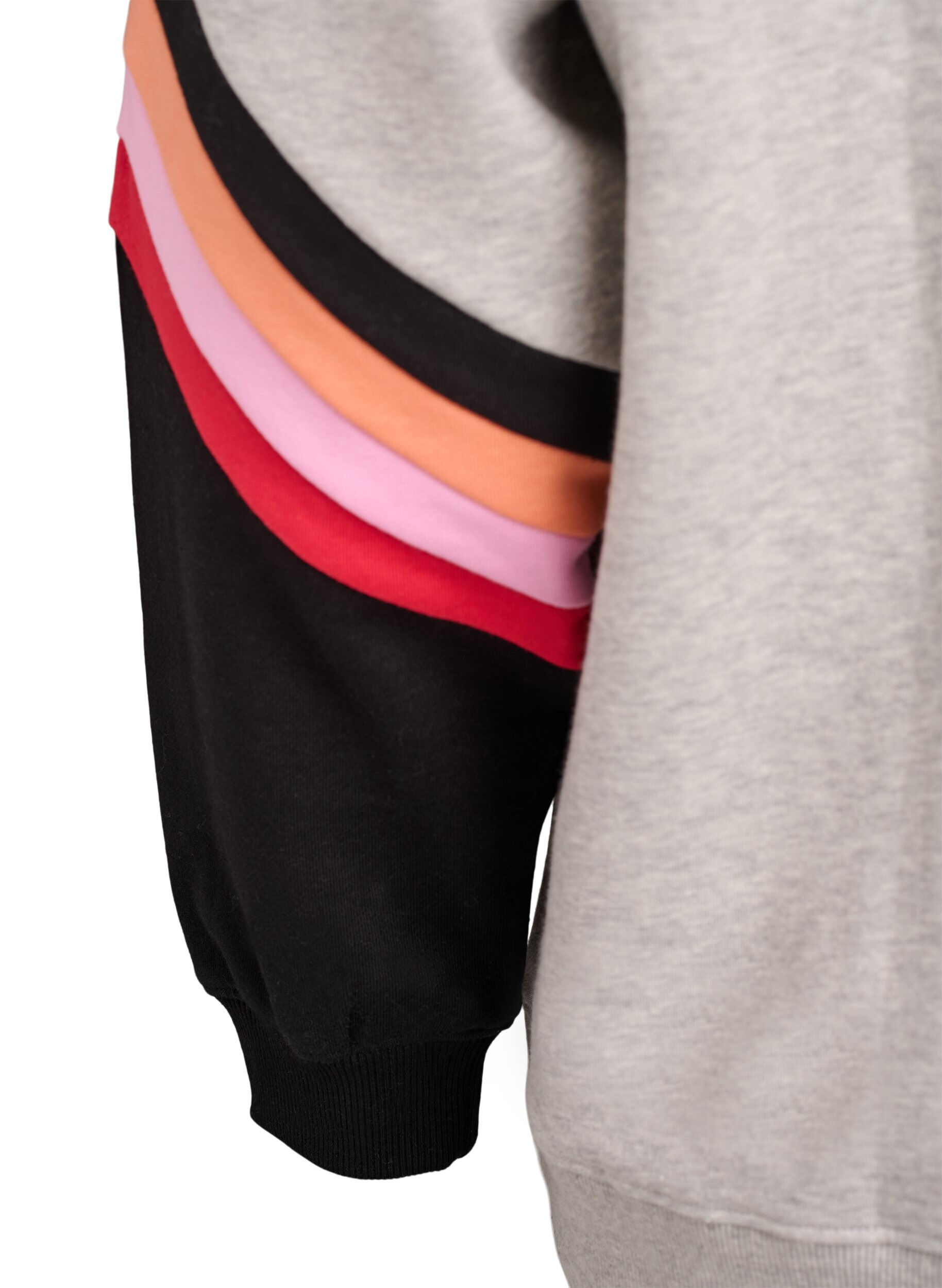 Zizzifashion Loose sweatshirt with contrast details on the sleeves, Grey, Packshot image number 3