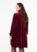 Short velour dress with a ruffle collar and long sleeves, Red, Model image number 2