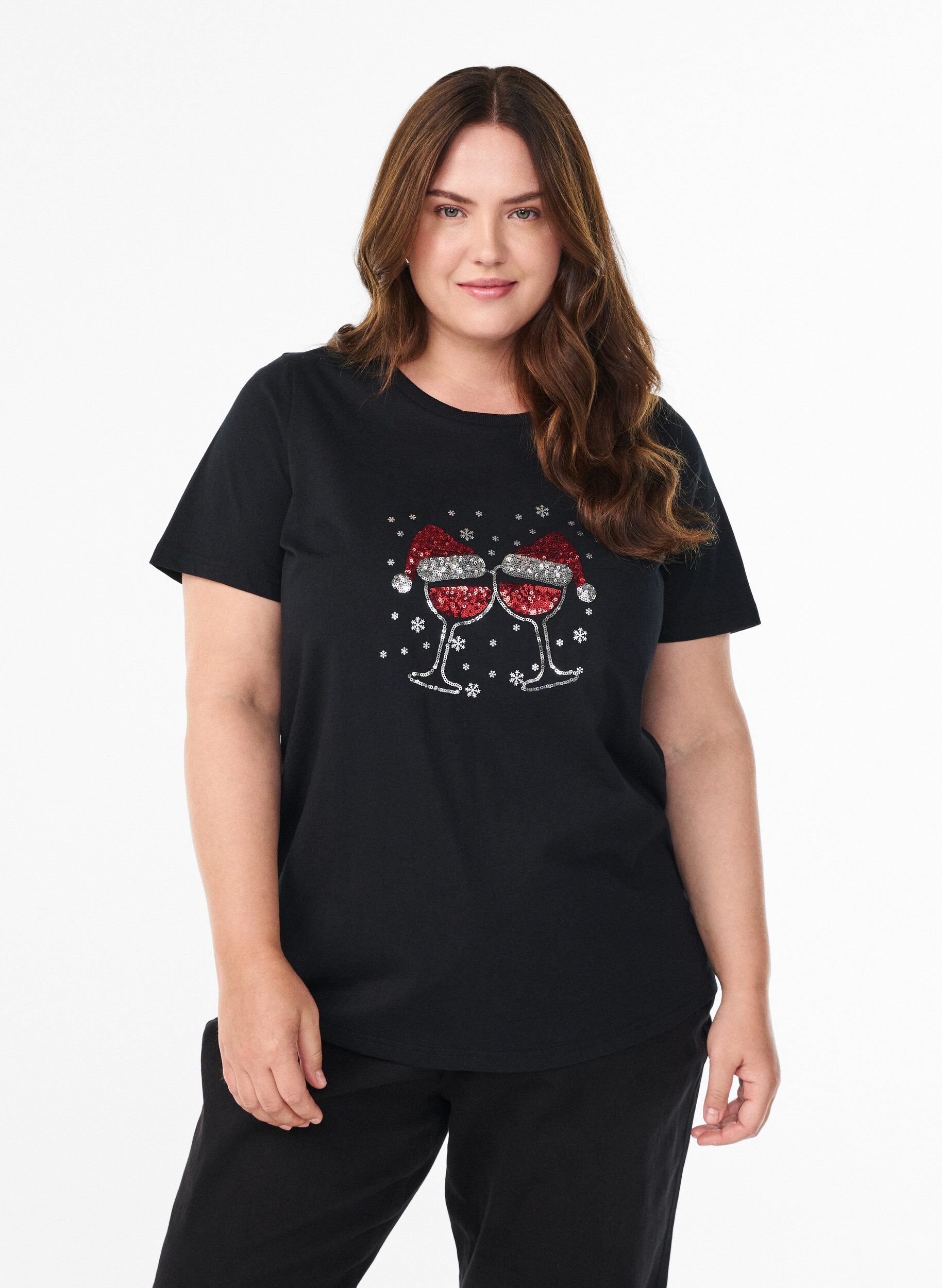ZizzifashionChristmas t-shirt in organic cotton, Black, Model image number 0