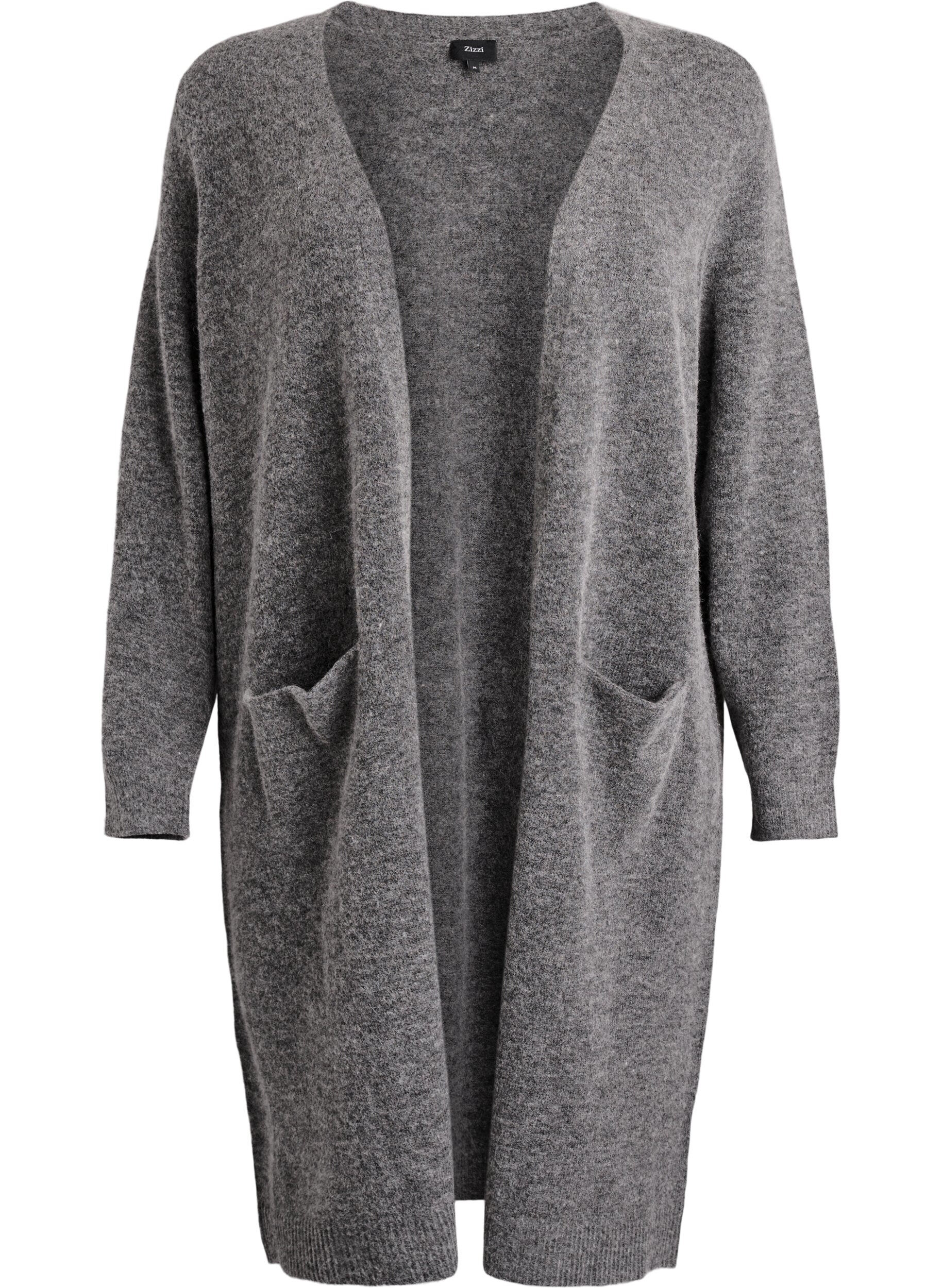 Long knit cardigan with wool and alpaca