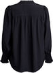 Blouse with ruffle collar and ruching, Black, Packshot image number 1