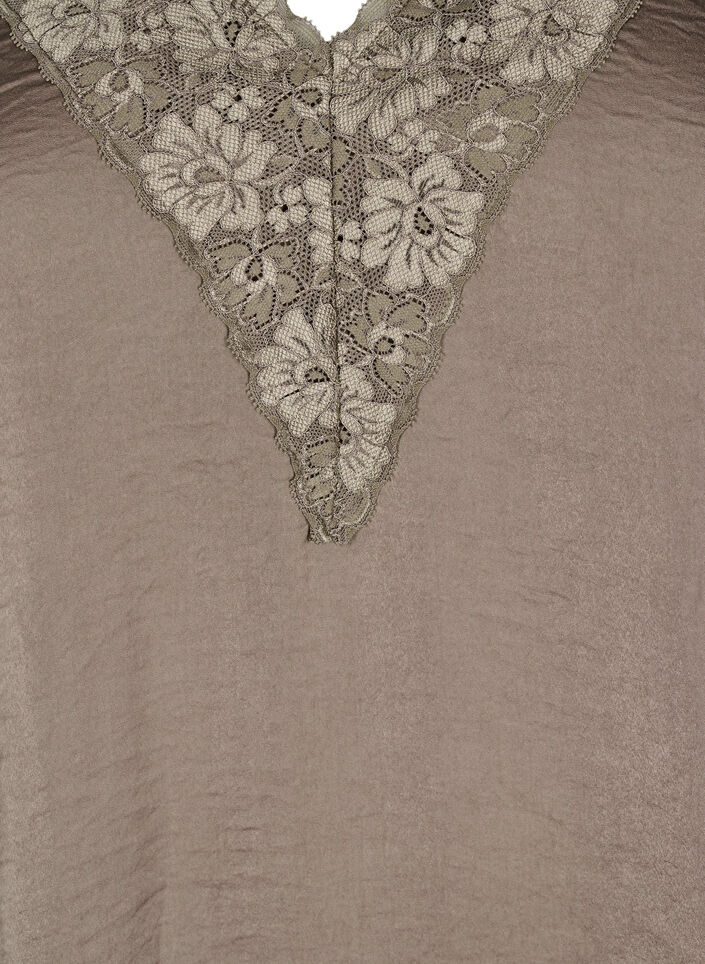 Sleeveless top with lace, Brown, Packshot image number 2