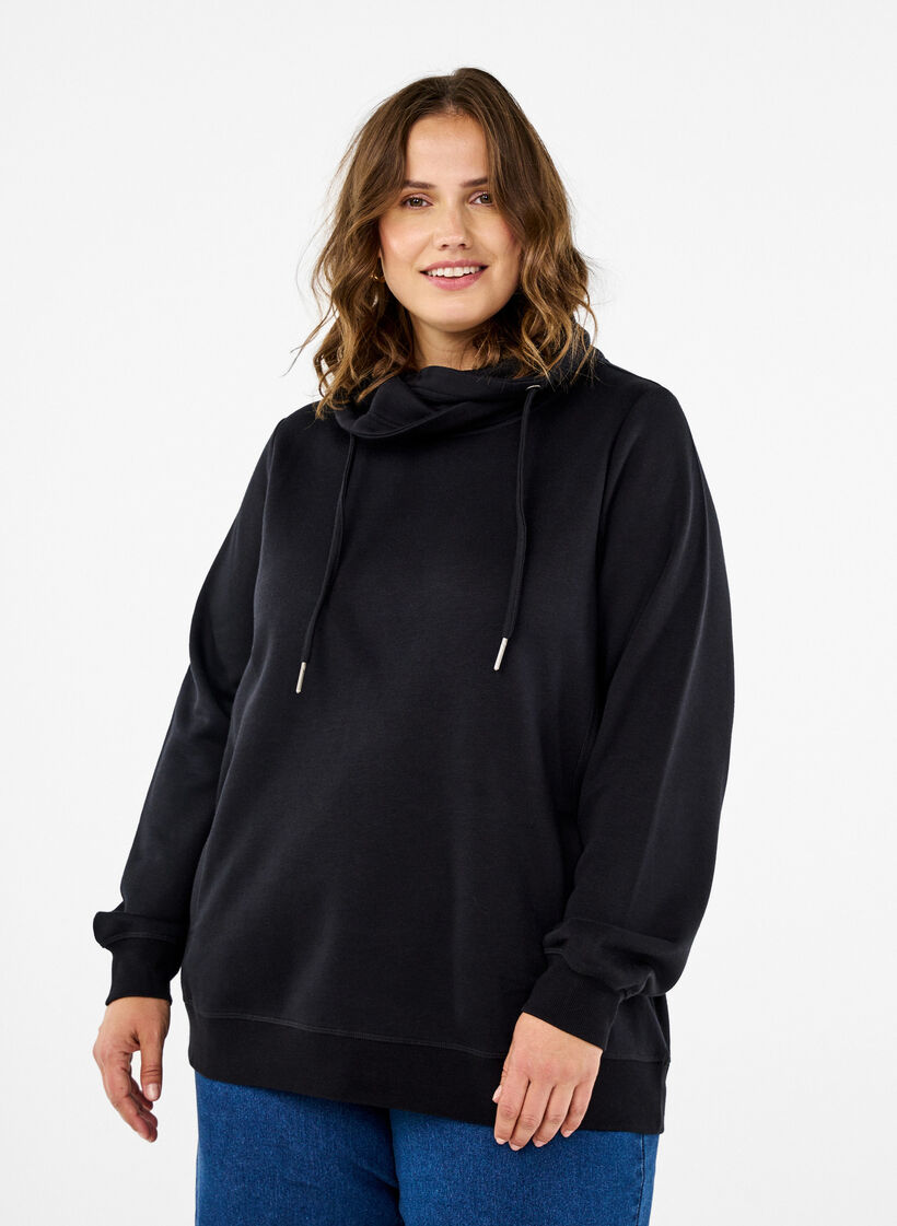 FLASH - Sweatshirt with high collar, Black, Model image number 0