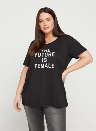 T-shirt with print, Black FUTURE , Model image number 0