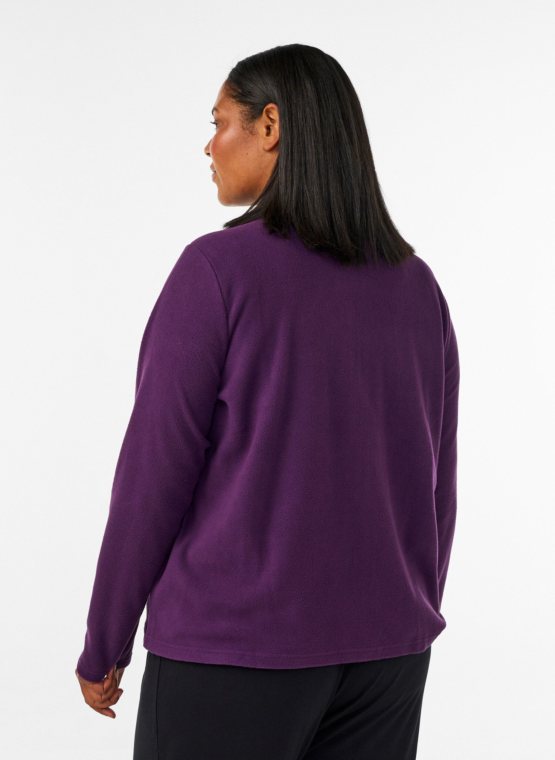 ZizzifashionFleece top with zipper and high collar, Purple, Model image number 2