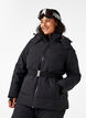 Water-repellent ski jacket with hood and belt, Black, Model image number 0