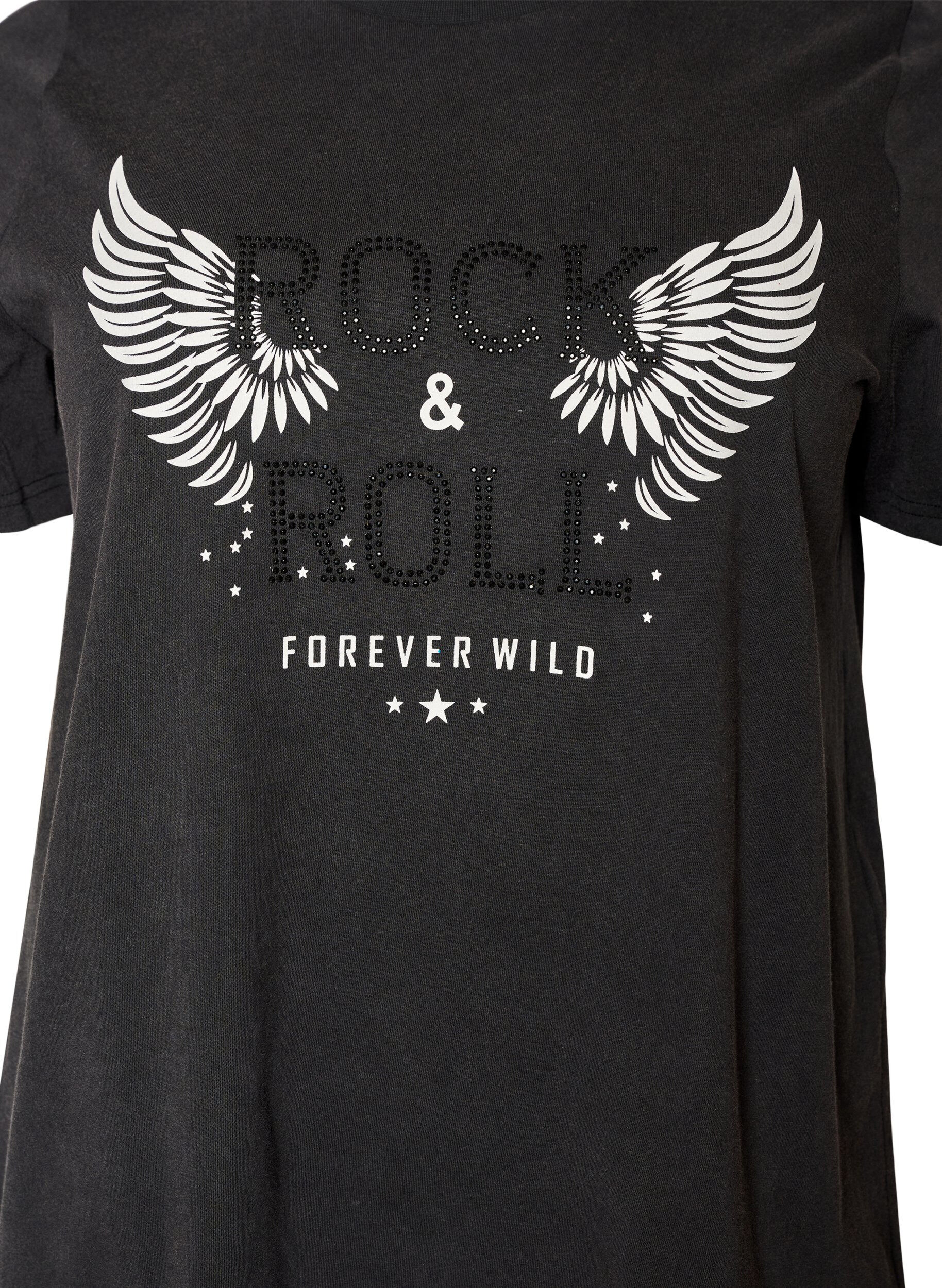 ZizzifashionOrganic cotton t-shirt with print, Black, Packshot image number 2