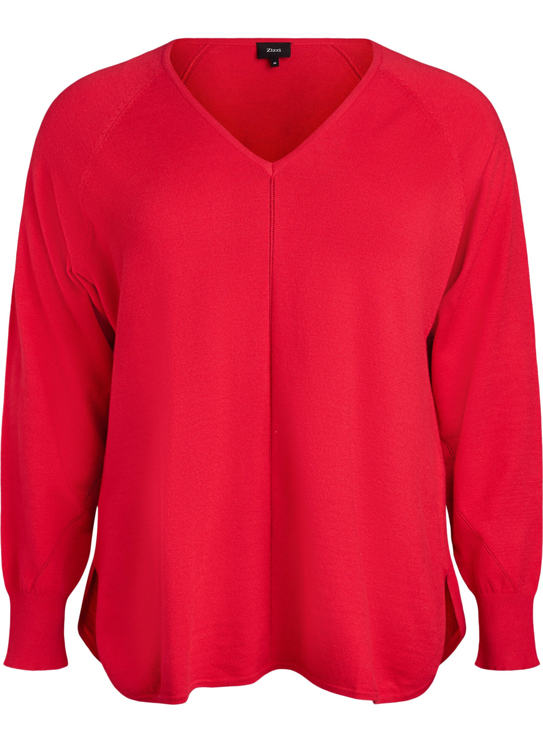Fine-knit blouse with v-neck and front detail