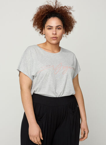 Sports t-shirt print on the chest, Light Grey Melange, Model image number 0