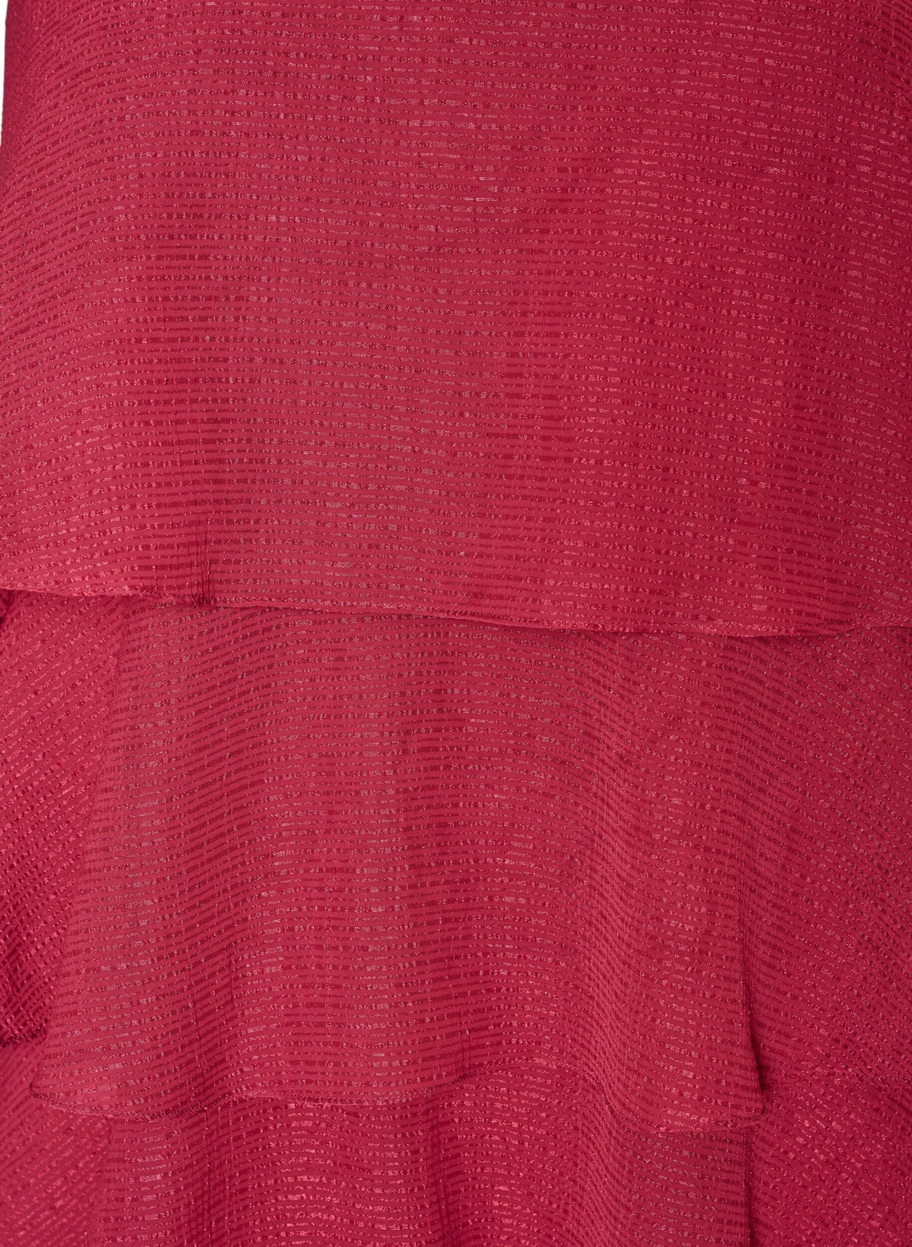 Zizzifashion Layered dress with ruffles and spaghetti straps, Red, Packshot image number 2