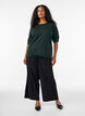 Fine-knit blouse with short sleeves, Green, Model image number 1