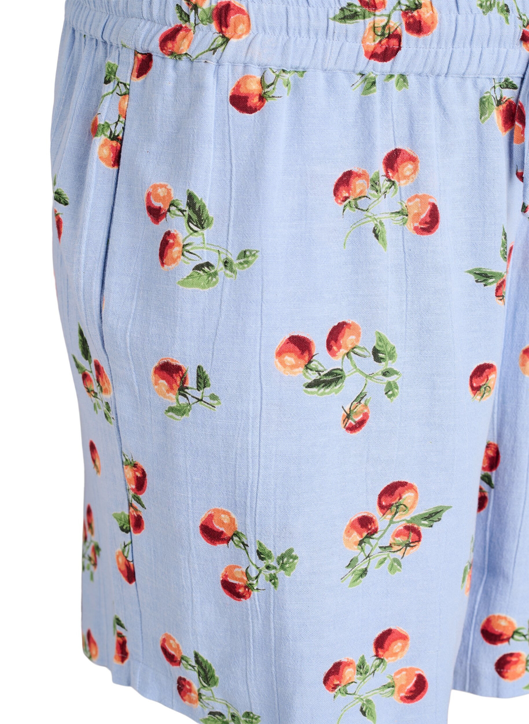 Zizzifashion Cotton shorts with a tomato print and high waist, Light Blue, Packshot image number 2