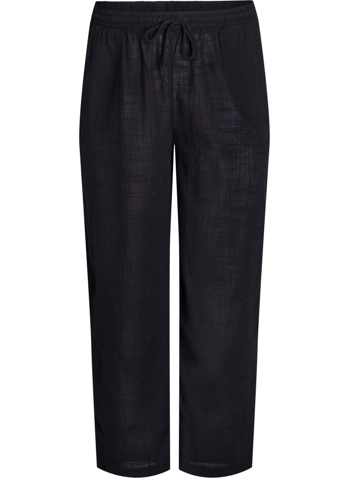 FLASH - Straight fit trousers with high waist, Black, Packshot image number 0