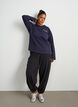 Long-sleeved jersey blouse with text print, Blue, Model image number 1