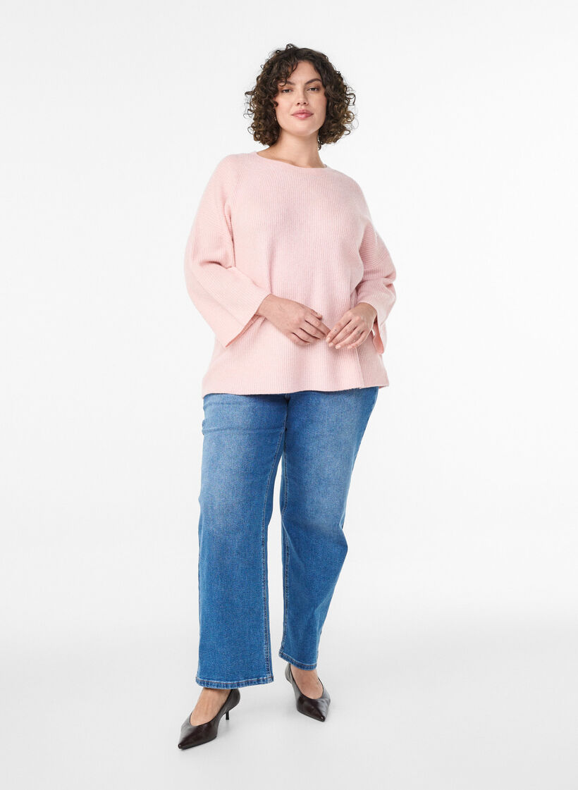 Loose knit with 3/4-sleeves, Pink, Model image number 1