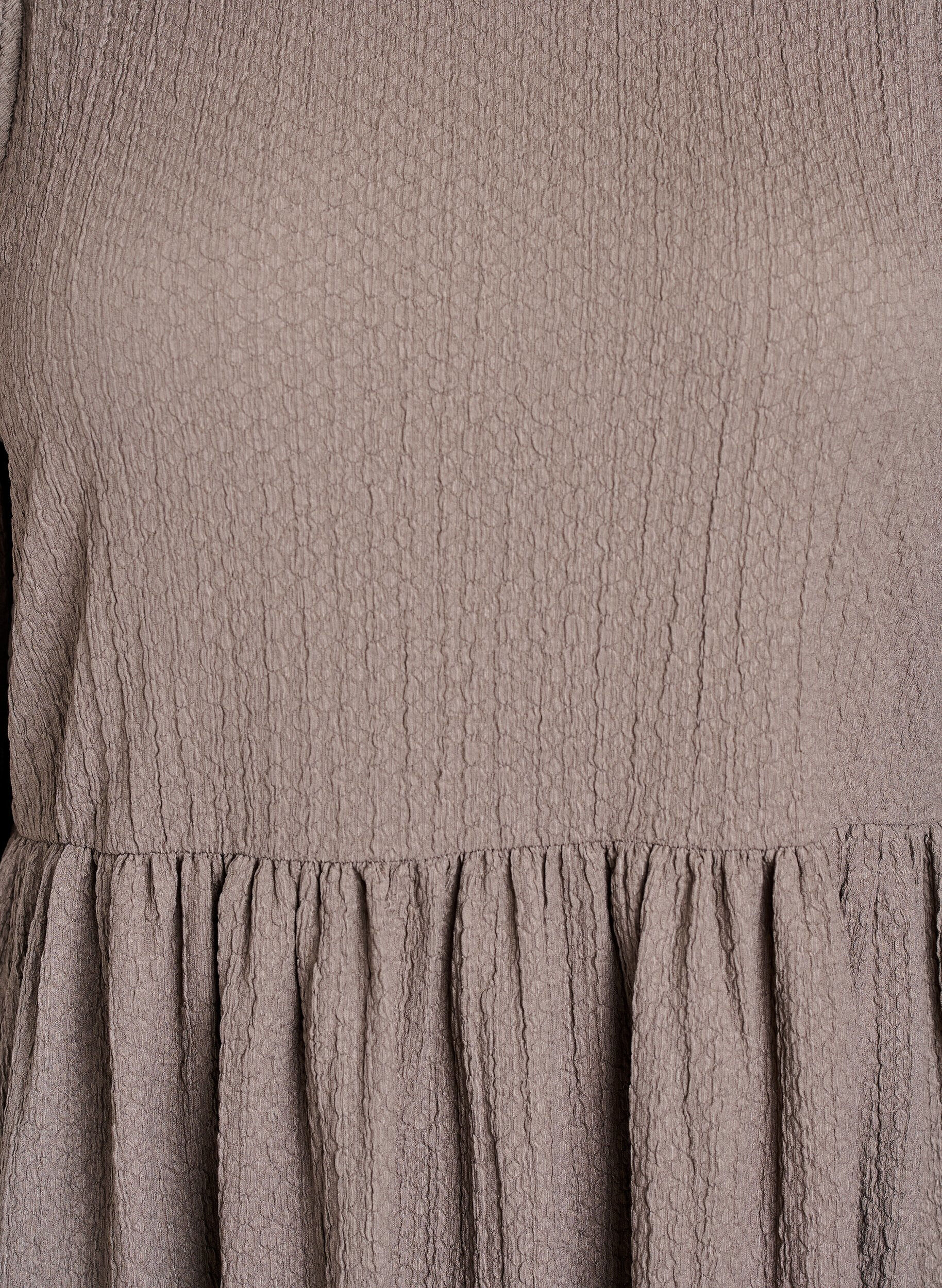Zizzifashion Short dress with texture and 3/4 sleeves, Beige, Packshot image number 2
