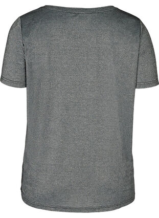 Short-sleeved sparkly t-shirt, Black w Silver , Packshot image number 1