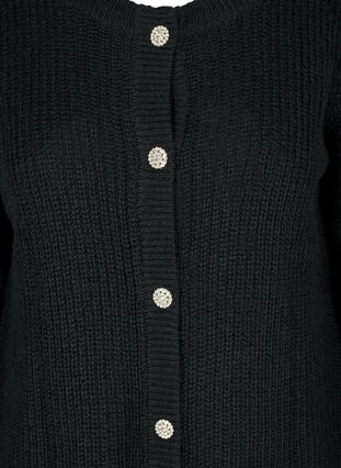 Short rib-knit cardigan with button fastening, Black, Packshot image number 2